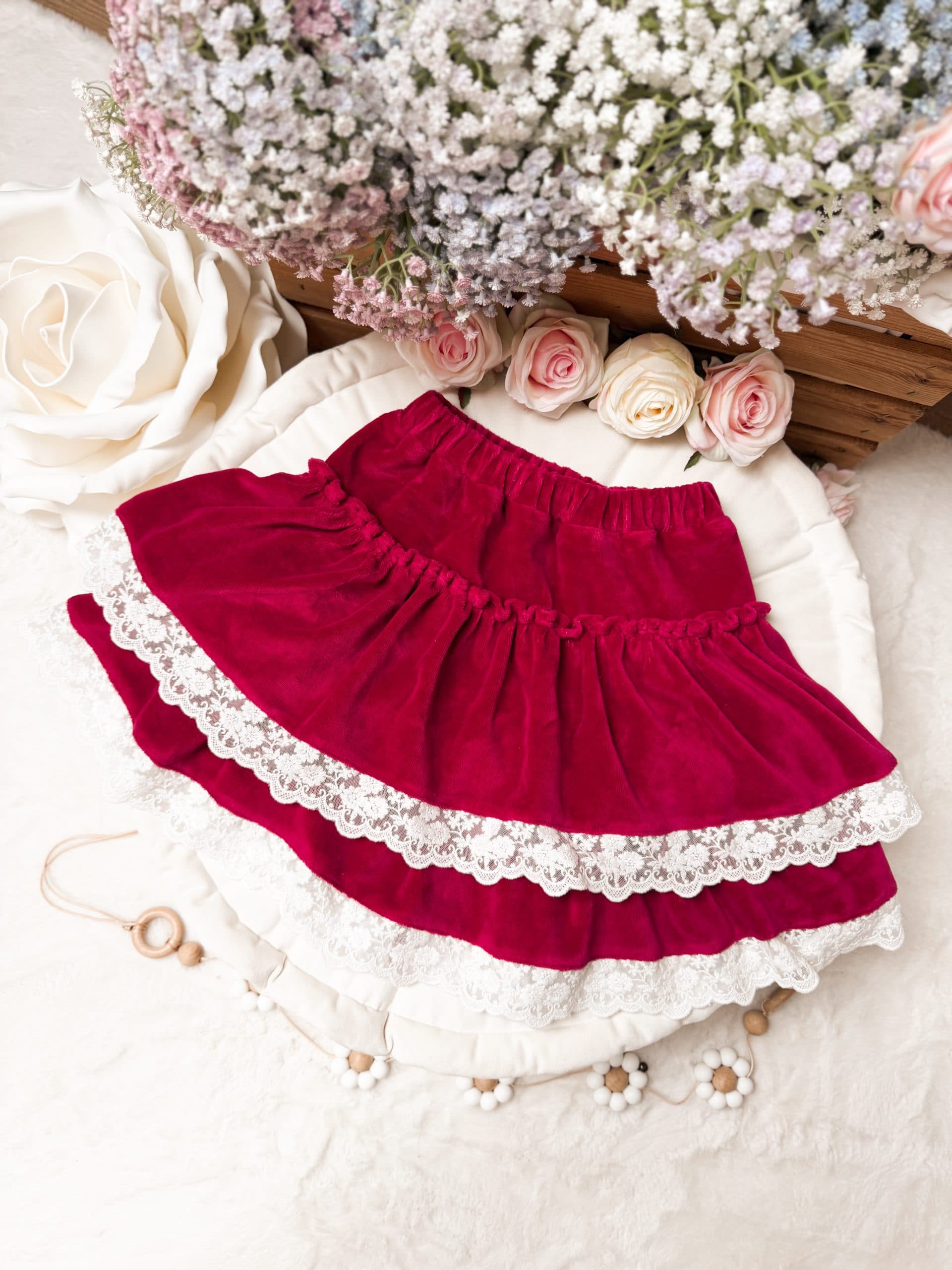 Elegancka spódniczka welurowa Bordeaux