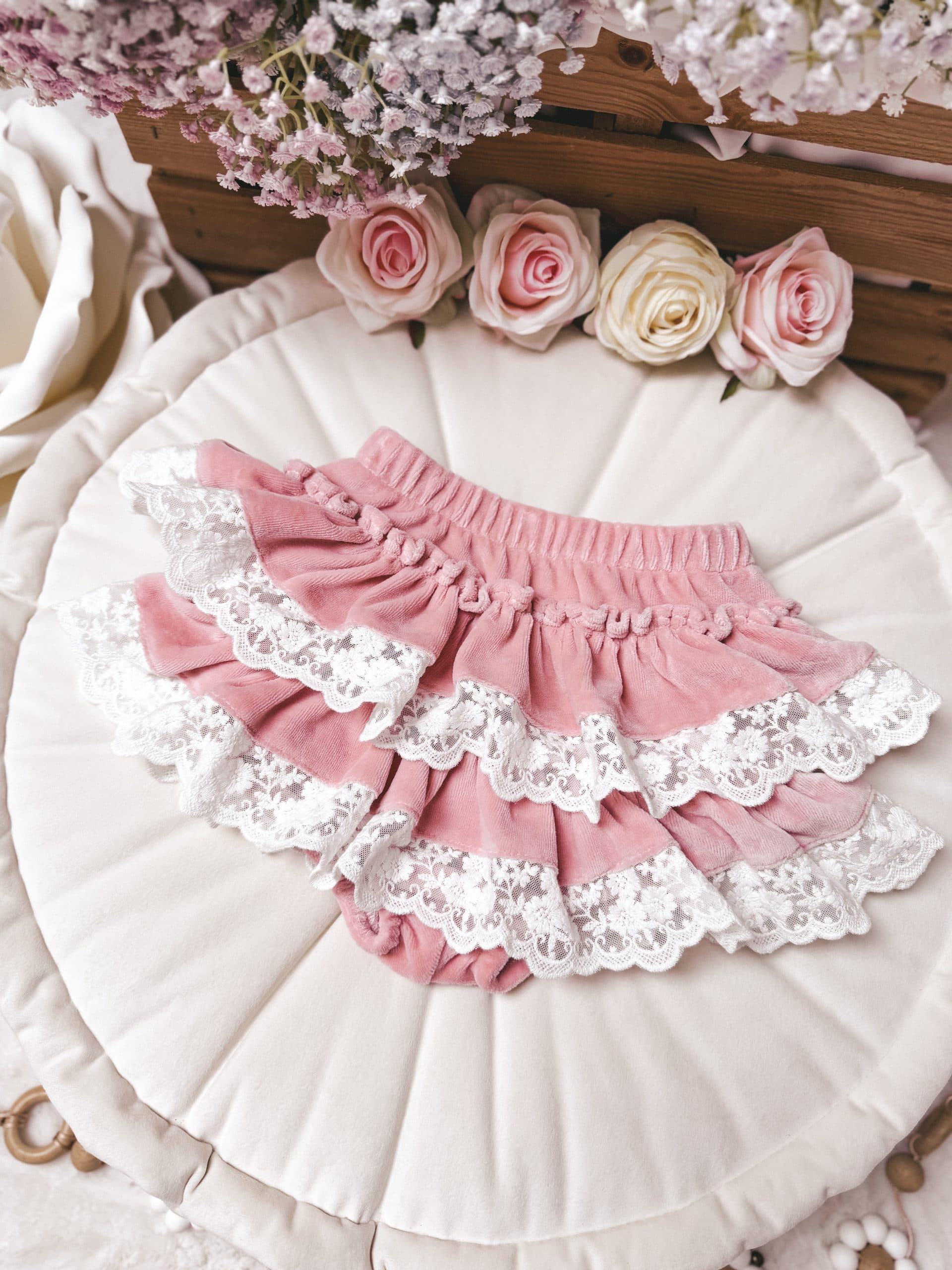 Eleganckie bloomersy welurowe Rose Pink
