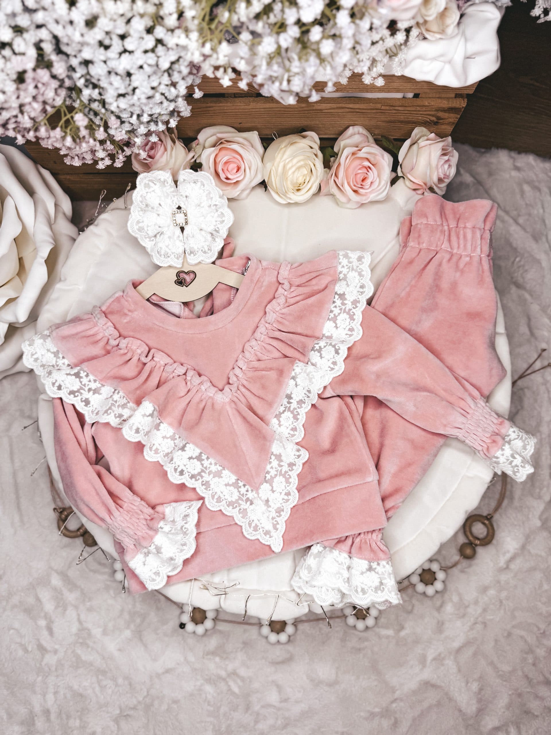 Elegancki komplet welurowy Rose Pink
