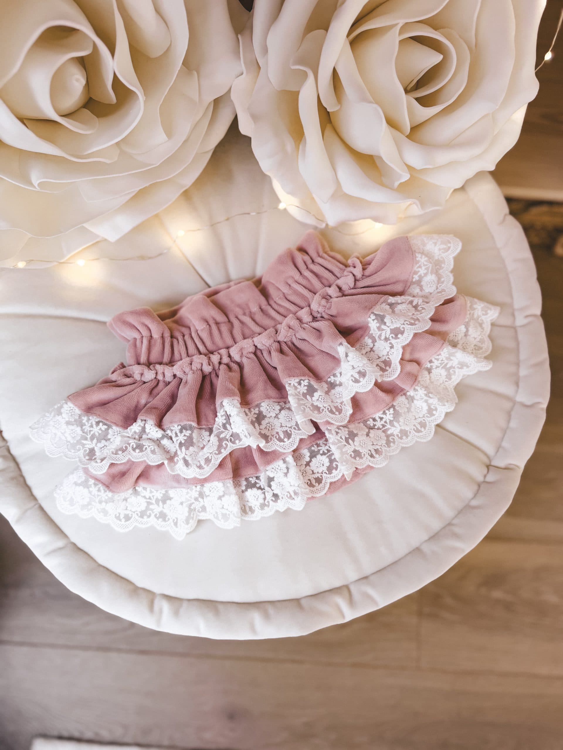Eleganckie bloomersy welurowe Powder Pink