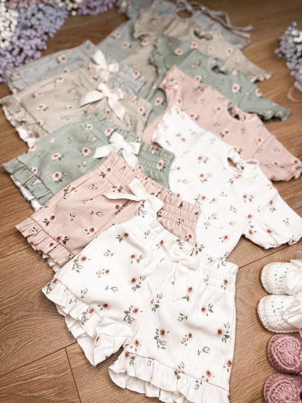 Komplet letni ROSES cream/baby blue/sand/sage/dusty pink