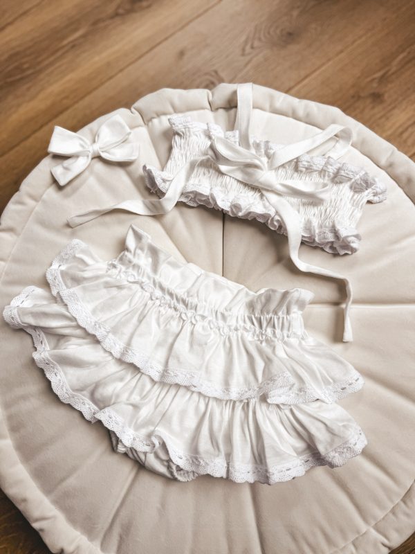 Opalacz bloomers spódniczka i top z koronką