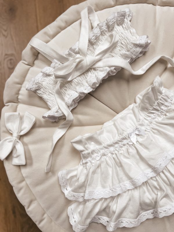 Opalacz bloomers spódniczka i top z koronką