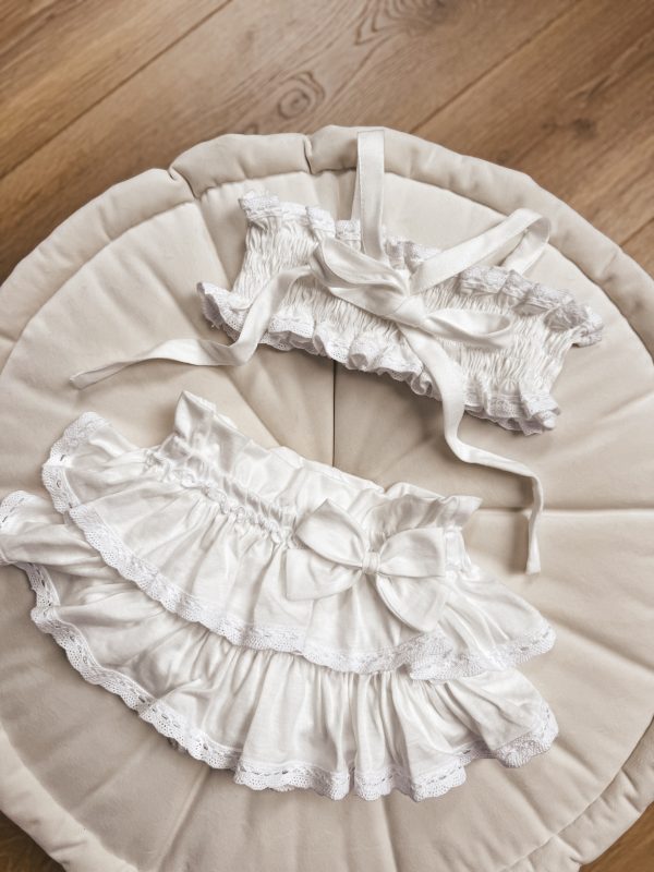 Opalacz bloomers spódniczka i top z koronką