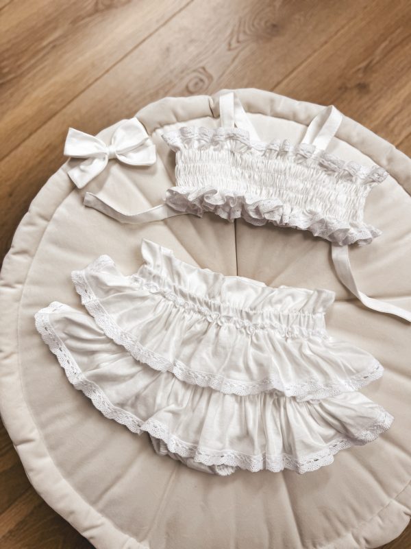 Opalacz bloomers spódniczka i top z koronką