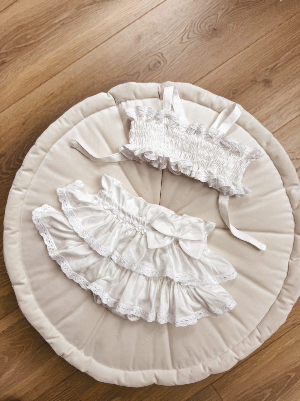 Opalacz bloomers spódniczka i top z koronką