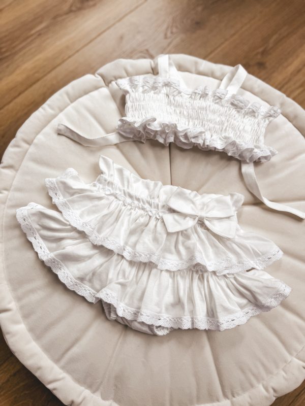 Opalacz bloomers spódniczka i top z koronką