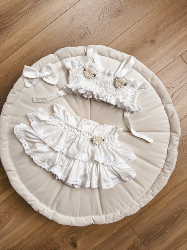 Opalacz bloomers spódniczka i top z koronką