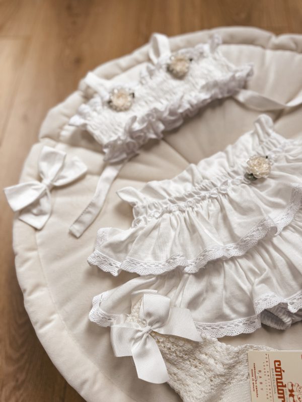 Opalacz bloomers spódniczka i top z koronką