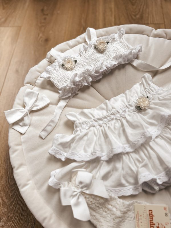 Opalacz bloomers spódniczka i top z koronką