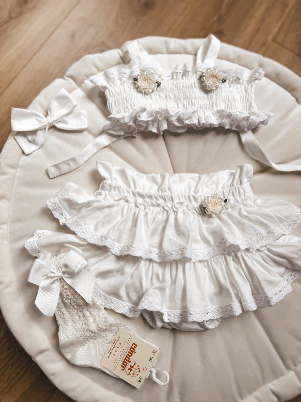Opalacz bloomers spódniczka i top z koronką