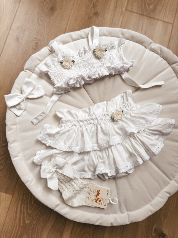 Opalacz bloomers spódniczka i top z koronką