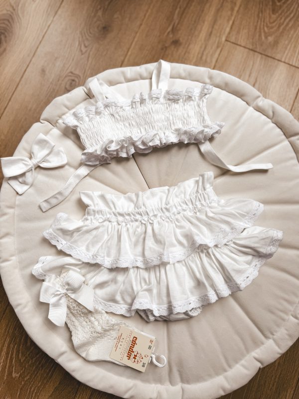 Opalacz bloomers spódniczka i top z koronką