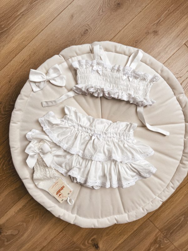 Opalacz bloomers spódniczka i top z koronką