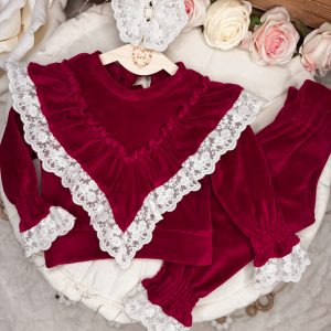 Elegancki komplet welurowy Bordeaux