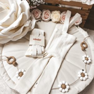 Leginsy na szelkach condor z wełną merino kremowe